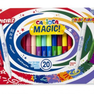 carioca magic markers pack de 20 rotuladores magicos tinta magica cambia de color incluye rotulador magink para cambiar o borrar colores punta maxi bloqueada con tapa ventilada color varios