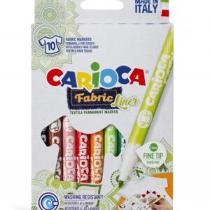 carioca fabric pack de 10 rotuladores para tejidos punta fina tinta especial para tejidos colores indelebles punta maxi Ø 2.6mm planchar para mayor duracion y brillo color varios