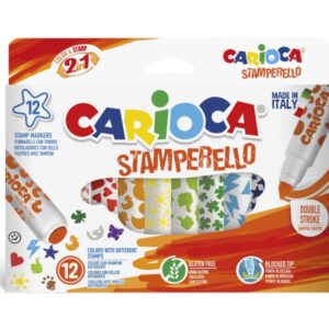 carioca stamperello pack de 12 rotuladores de doble punta punta conica punta con sellos tinta lavable color varios