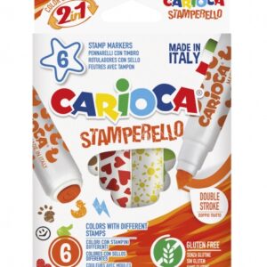 carioca stamperello pack de 6 rotuladores con sellos doble punta 6 colores diferentes tinta lavable atoxica color varios