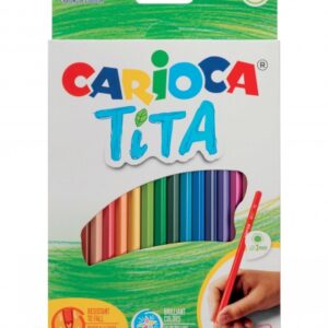 carioca tita pack de 18 lapices de resina cuerpo hexagonal colores brillantes y lavables escritura blanda mina segura y super resistente a las caidas color varios