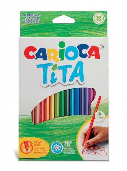 carioca tita pack de 18 lapices de resina cuerpo hexagonal colores brillantes y lavables escritura blanda mina segura y super resistente a las caidas color varios