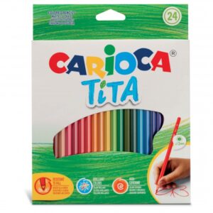 carioca tita pack de 24 lapices de resina cuerpo hexagonal colores brillantes y lavables escritura blanda mina Ø 3mm segura y super resistente a las caidas color varios