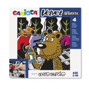 carioca velvet artworks pack de 4 ilustraciones de terciopelo para colorear suave textura desarrolla destreza y creatividad en colaboracion con cento canesio