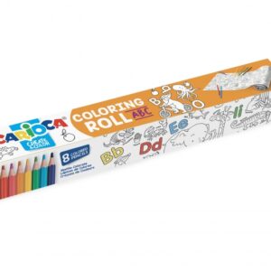 carioca coloring roll abc rollo de papel adhesivo para colorear aplicable en superficies verticales u horizontales pegable y despegable sin residuos incluye 8 lapices de colores color varios