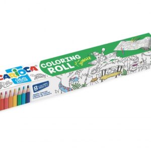 carioca coloring roll jungle papel adhesivo para colorear aplicable en superficies verticales u horizontales reutilizable sin residuos incluye 8 lapices de colores color varios