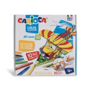 carioca pop up jet junior modelos para colorear y construir + 10 rotuladores doble punta colores surtidos aventura con nuevos compañeros de viaje