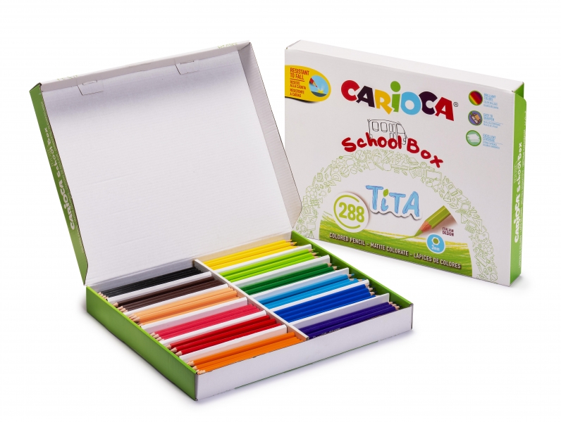 carioca tita pack de 288 lapices hexagonales de resina mina Ø 3mm colores brillantes y lavables escritura blanda ideal para colegios colores surtidos