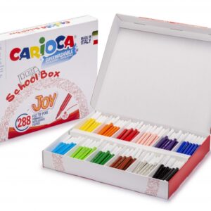 carioca joy school box pack de 288 rotuladores punta 2.8mm tinta superlavable bloqueada y con tapa ventilada ideal para colegios colores surtidos