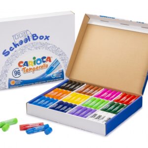 carioca temperello school box pack de 96 temperas solidas colores brillantes y lavables gran cobertura faciles de mezclar acabado satinado secado rapido colores surtidos