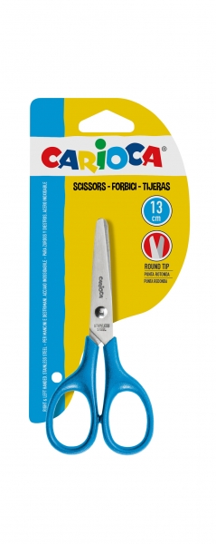 carioca tijeras pequeñas 13cm punta redonda acero inoxidable comodas para zurdos y diestros color azul