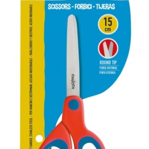 carioca tijeras grandes 15cm punta redonda acero inoxidable comodas para zurdos y diestros color rojo