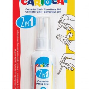 carioca pen & brush corrector 2 en 1 boligrafo y pincel pincel de nylon suave y preciso punta metalica de precision secado rapido color blanco