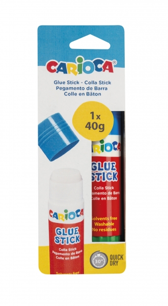 carioca pegamento barra 40gr ideal para casa, colegio y oficina pega papel, fotos y tejidos sin disolventes color varios