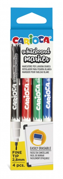 carioca pack de 4 rotuladores para pizarra blanca punta fina secado rapido se borra facilmente punta de Ø 2.8mm color varios