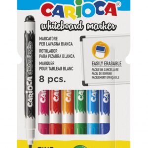 carioca pack de 8 rotuladores para pizarra blanca punta fina de Ø 2.8mm secado rapido se borra facilmente colores surtidos