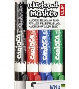 carioca whiteboard clip pack de 4 rotuladores borrables para pizarras blancas punta media punta de Ø 4.5mm tapa con clip secado rapido color varios