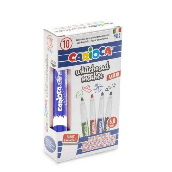 carioca maxi rotulador para pizarra blanca tapa con clip se borra facilmente se seca rapidamente punta de Ø 6mm color azul