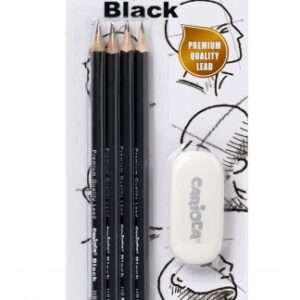 carioca blister de 4 lapices de grafito black hb + goma faciles de borrar y sacar punta cuerpo triangular agradable al tacto mina resistente a caidas color negro