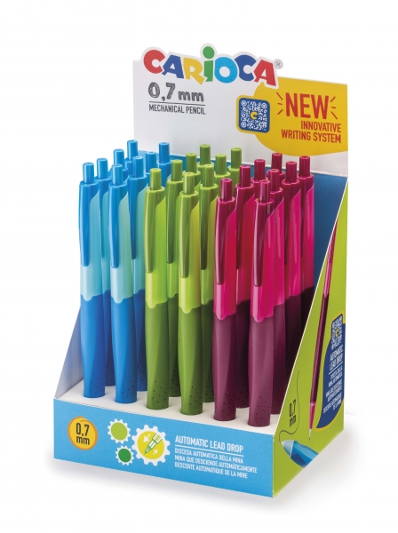 carioca expositor de 24 portaminas automaticos punta mina de Ø 0.7mm descenso de la mina automatico empuñadura antibacteriana kit de carga con 20 minas color varios