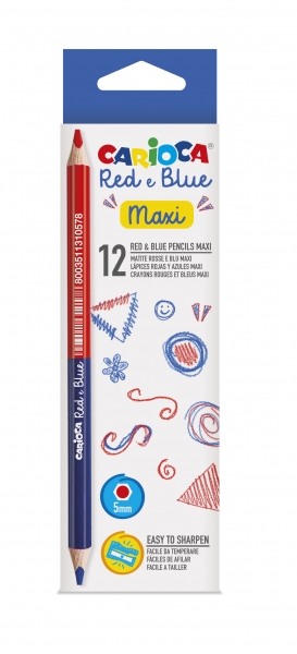 carioca maxi pack de 12 lapices cuerpo lacado hexagonal mina de Ø 5mm color azul/rojo