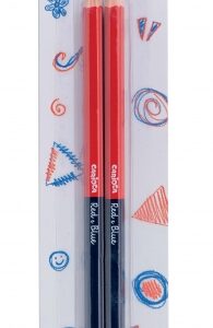 carioca blister 2 lapices cuerpo lacado hexagonal mina de Ø 3.5mm color azul/rojo