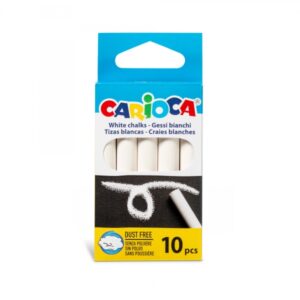 carioca pack de 10 tizas estandar sin polvo colores brillantes lavables faciles de borrar color blanco