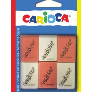 carioca pack de 6 gomas rectangulares borrado preciso diseño ergonomico color varios