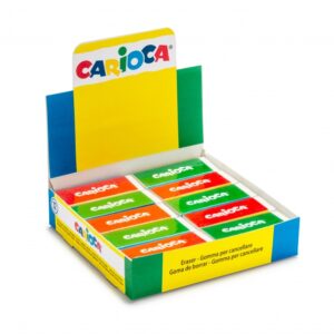 carioca expositor de 20 gomas cuadradas alta calidad borrado eficiente duraderas color varios