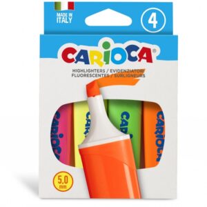 carioca memolight pack de 4 marcadores punta biselada de 5mm colores brillantes y lavables tinta a base de agua colorrs surtidos