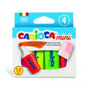 carioca minilight pack de 4 subrayadores punta biselada de 5mm brillantes y lavables tinta a base de agua color varios