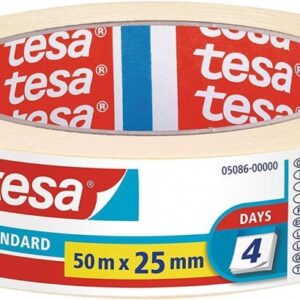 tesa standard cinta de pintor 25mm x 50m fabricada en papel libre de disolventes no deja residuos