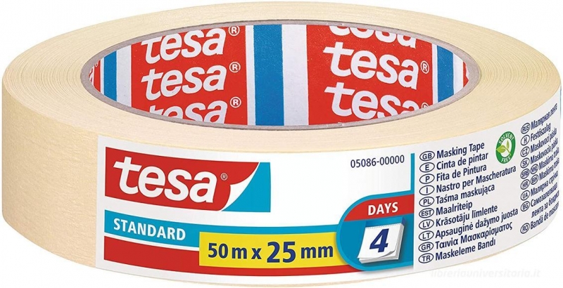 tesa standard cinta de pintor 25mm x 50m fabricada en papel libre de disolventes no deja residuos
