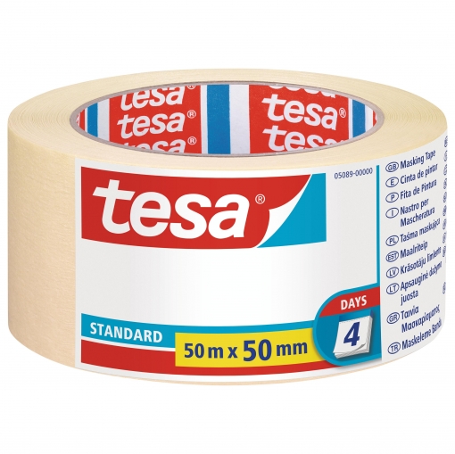 tesa standard cinta de pintor 50mm x 50m fabricada en papel libre de disolventes no deja residuos