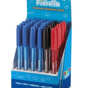 carioca fiorella expositor de 30 boligrafos punta de esfera Ø 1mm cuerpo transparente fluo escritura brillante y colorida color varios
