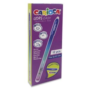 carioca oops easy boligrafo borrable punta de Ø 0.7mm tinta termo sensible cuerpo con efecto degradado doble goma color azul