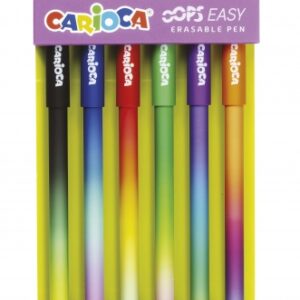 carioca oops easy pack de 6 boligrafos borrables con punta de Ø 0.7mm tinta termo sensible cuerpo con efecto degradado de colores surtidos doble goma colores surtidos