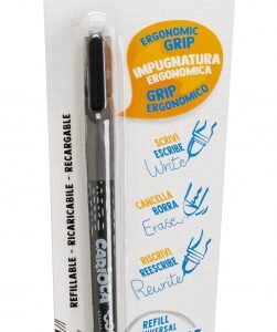 carioca oops blister boligrafo borrable tinta negra termosensible empuñadura ergonomica triangular punta de Ø 0.7mm doble goma recambios compatibles color negro