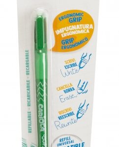 carioca oops blister boligrafo borrable tinta termo sensible empuñadura ergonomica triangular punta de Ø 0.7mm doble goma recambios compatibles color verde