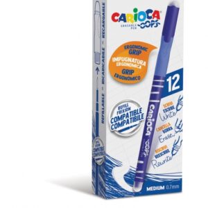 carioca oops boligrafos borrables tinta termo sensible empuñadura ergonomica triangular punta Ø 0.7mm doble goma recambios compatibles color azul