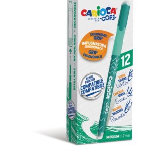 carioca oops boligrafo borrable tinta termo sensible empuñadura ergonomica triangular punta de Ø 0.7mm doble goma recambios compatibles color verde