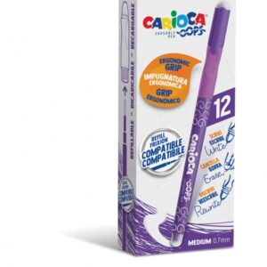 carioca oops boligrafos borrables tinta termo sensible empuñadura ergonomica triangular punta de Ø 0.7mm doble goma color morado