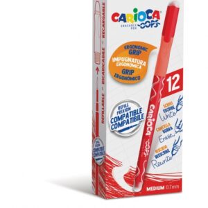 carioca oops boligrafos borrables tinta termo sensible empuñadura ergonomica triangular punta de Ø 0.7mm doble goma color rojo