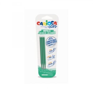 carioca oops pack de 3 recambios para boligrafo borrable tinta termo sensible punta de 0.7mm compatibles con boligrafo oops color verde