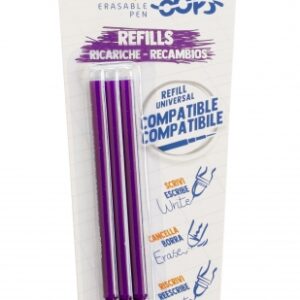 carioca oops blister 3 recambios para boligrafo borrable tinta termo sensible punta de 0.7mm recambios compatibles color morado