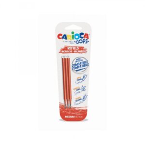 carioca oops pack de 3 recambios para boligrafo borrable tinta termo sensible punta de 0.7mm compatibles con boligrafo oops color rojo