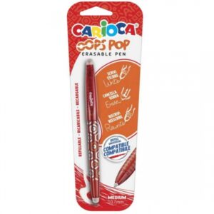 carioca oops boligrafo borrable tinta termo sensible empuñadura texturizada punta de 0.7mm doble goma recambios compatibles color rojo