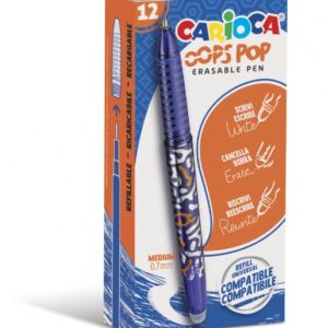 carioca oops pop boligrafos borrables termo sensible empuñadura texturizada punta de Ø 0.7mm doble goma recambios compatibles color azul