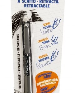carioca oops blister boligrafo retractil borrable termo sensible empuñadura ergonomica triangular punta de 0.7mm recambios compatibles color negro