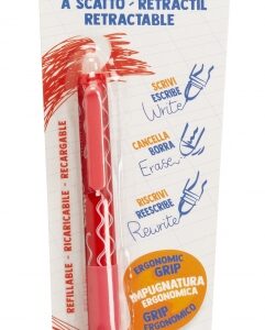 carioca oops boligrafo retractil borrable tinta termo sensible empuñadura ergonomica triangular punta de Ø 0.7mm recambios compatibles color rojo